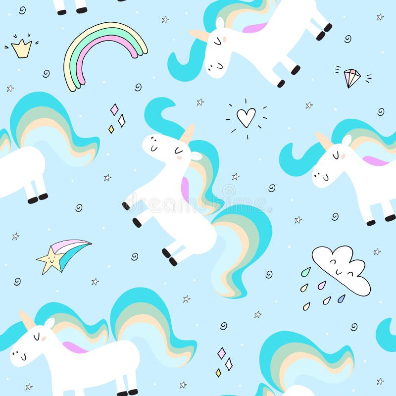 Cute Unicorn on a Pink Background. Vector Pattern Stock Vector ...