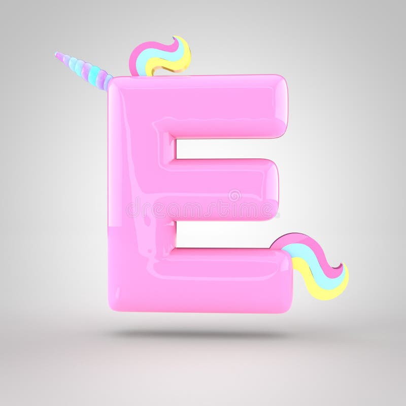 cute unicorn pink letter e uppercase stock illustration illustration