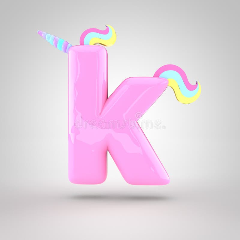 cute unicorn pink letter k lowercase stock illustration
