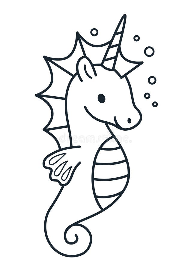 Cute Unicorn Mermaid Simple Cartoon Illustration. Magical Stock  Illustration - Illustration of drawing, design: 112763423