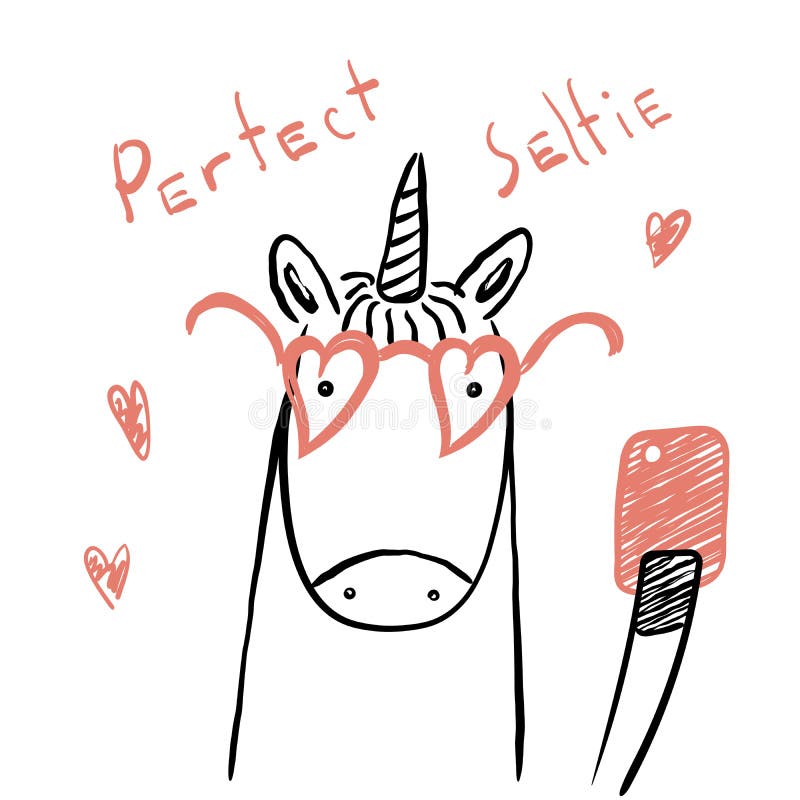 Cute unicorn with a smart phone stock illustration Cute unicorn with a smart phone stock illustration