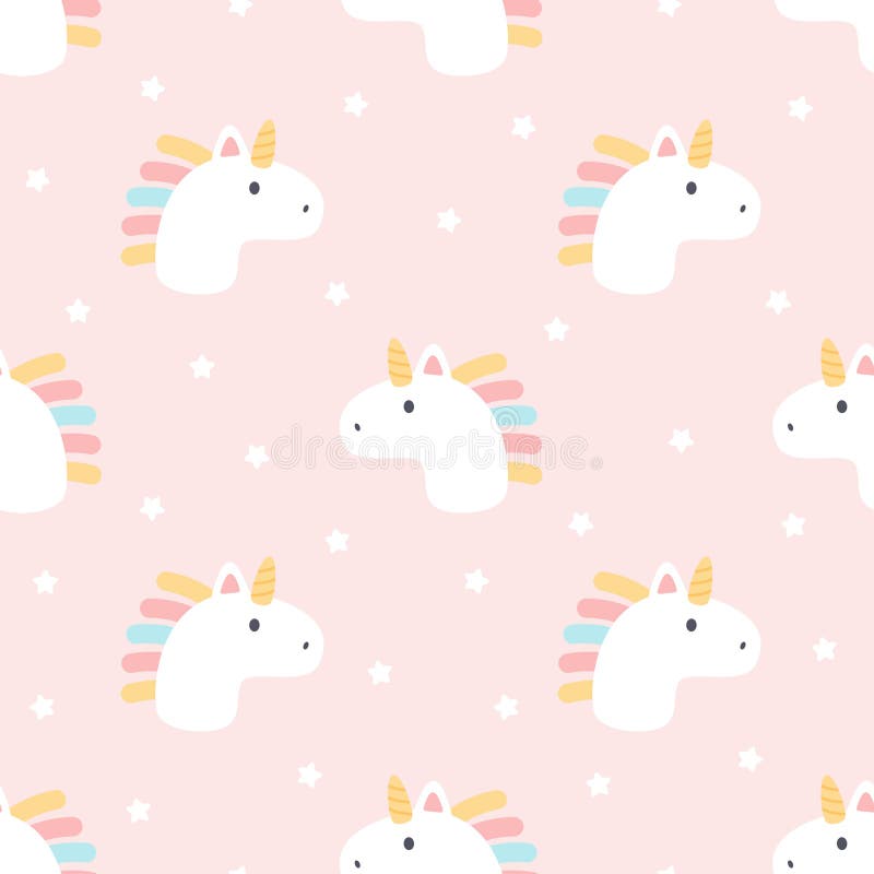 Cute Unicorn and Stars Seamless Pattern Background Stock Illustration -  Illustration of colorful, cartoon: 178192122