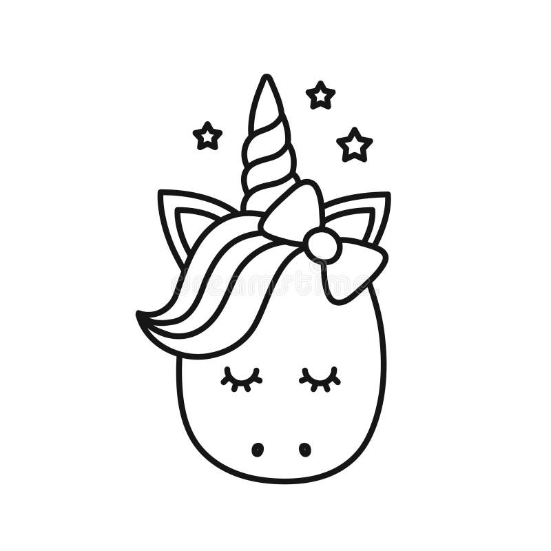 Cute Unicorn. Vector Cartoon Character Stock Vector  Illustration of horn, black: 105586063