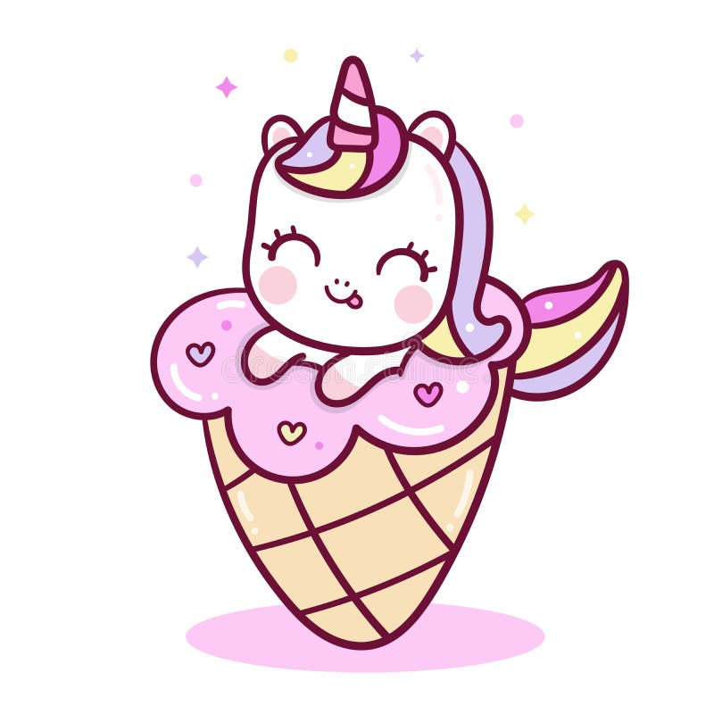 Premium Vector  Unicorn princess with icecream kawaii animal