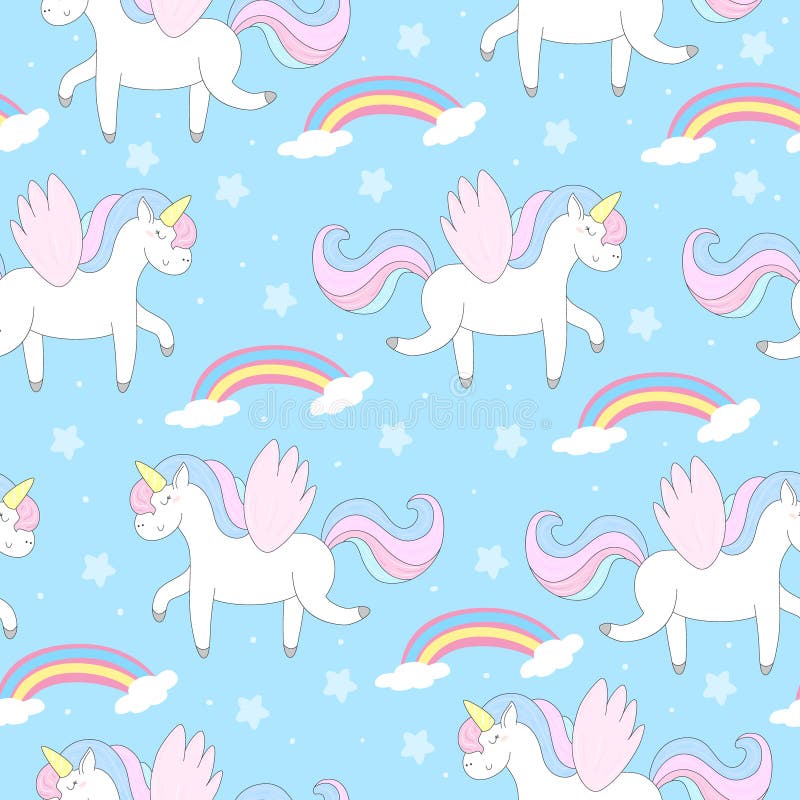 Cute Unicorn Vector Pattern Stock Vector - Illustration of fairytale ...