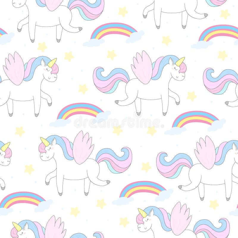 Cute Unicorn Vector Pattern Stock Vector - Illustration of background ...