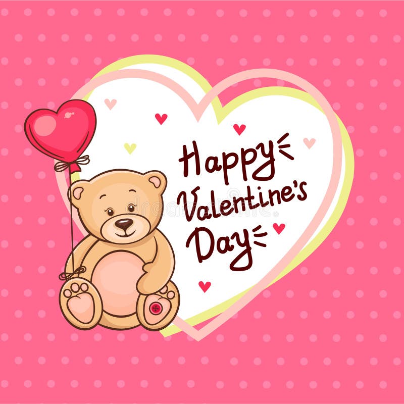 Cute valentine teddy bear with big heart