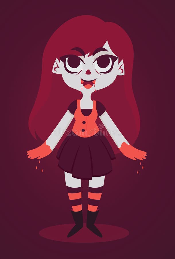 Cute Vampire Girl With Blood In Hands Stock Vector 