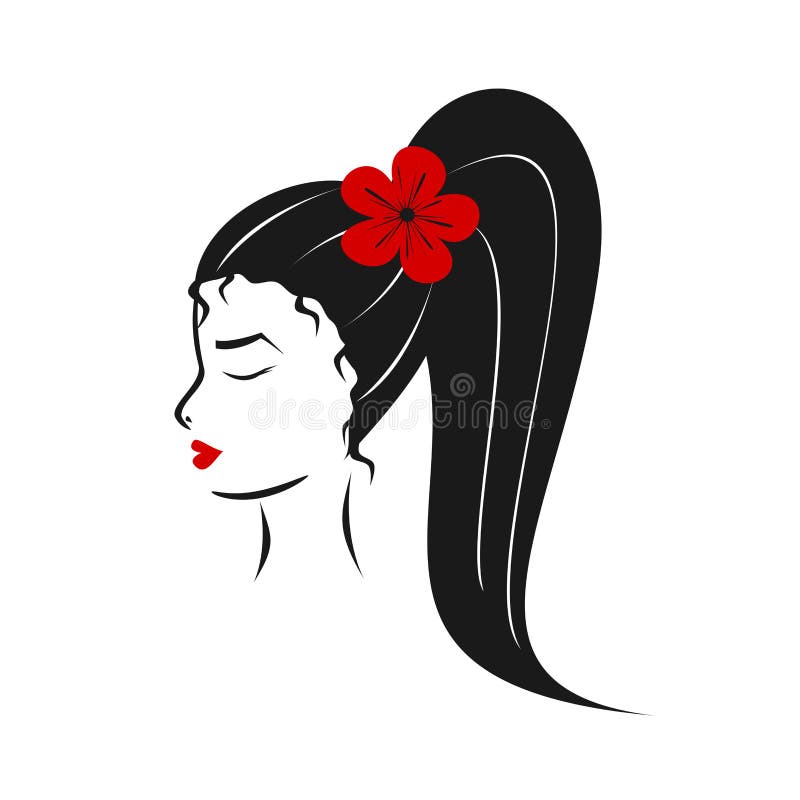 A cute girl s profile Royalty Free Vector Image