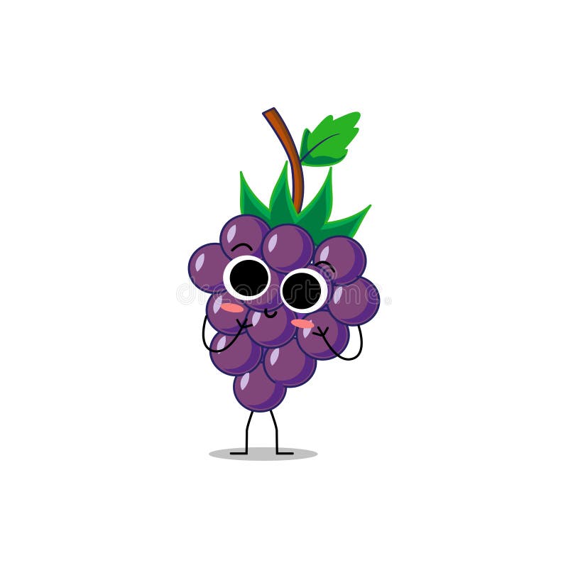 Cute Vector Grape Fruit Character in Different Action Emotion ...