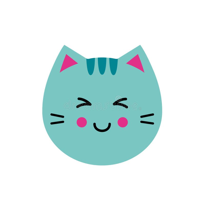 Vector Illustration with Cat in Flat Style Stock Vector - Illustration