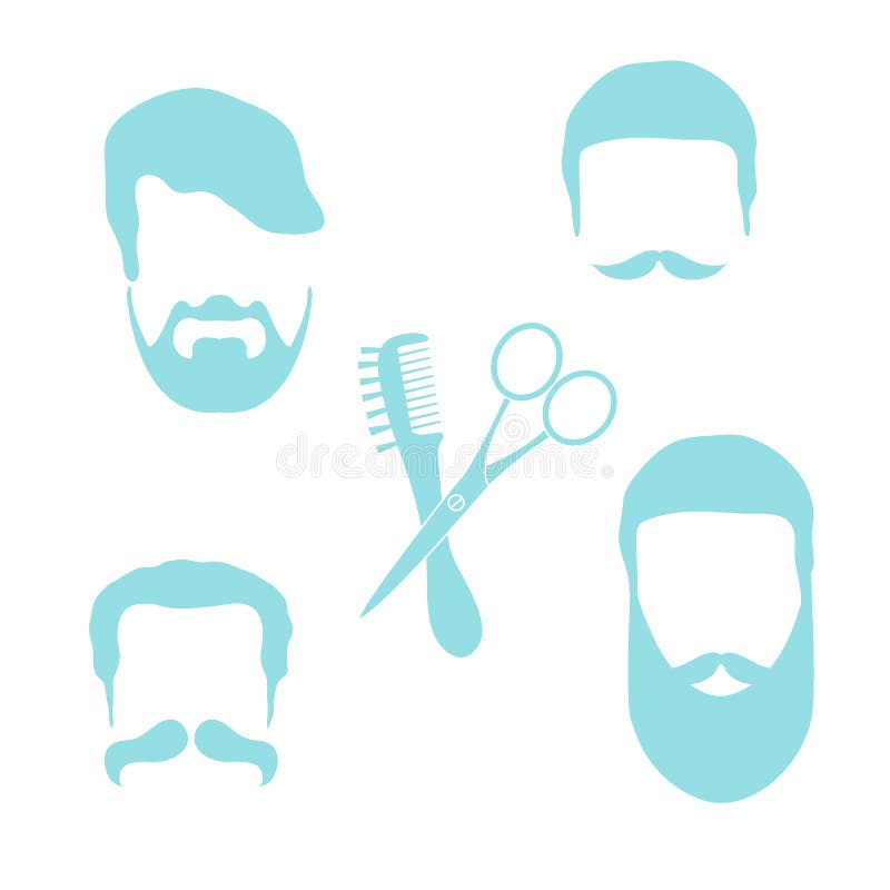 Illustration of Men Hairstyles, Beards and Mustaches, Hairdresser Tools  Care. Stock Vector - Illustration of appliance, beard: 128154698