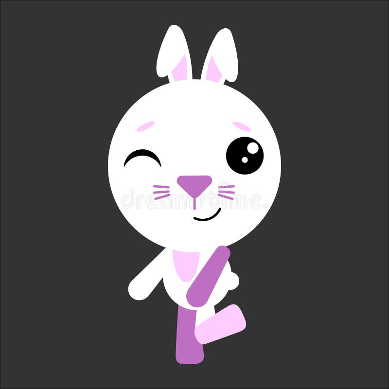 Cute vector rabbit. Panda winks. Gray background. Flat design. Vector. royalty free illustration Cute vector rabbit. Panda winks. Gray background. Flat design. Vector. royalty free illustration