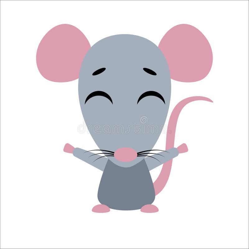 Cute vector rat. Cartoon happy character. White background. Flat design. Vector.