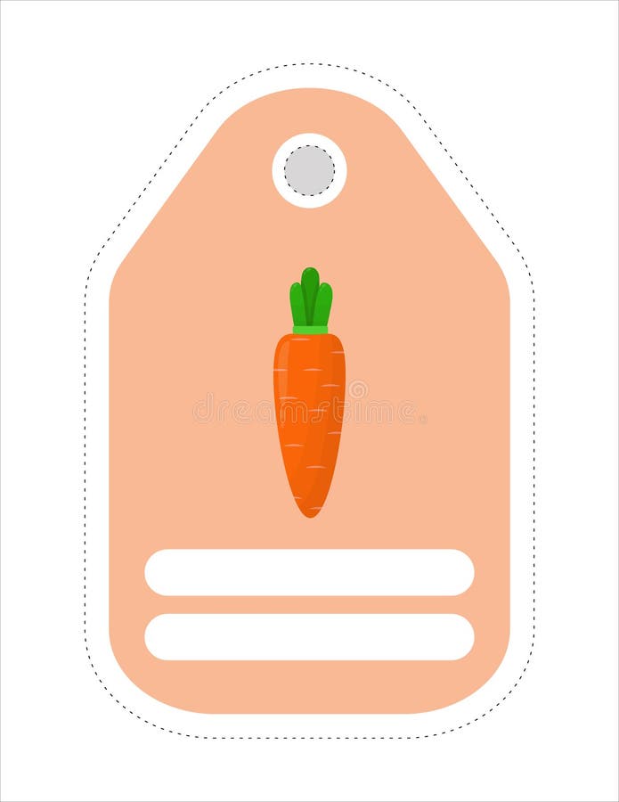 Cute vegetable label. Memo, writing paper. Label with the image of carrots vector illustration
