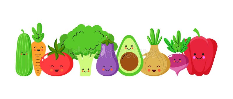 Cute Vegetables Cartoons Characters .vector Stock Vector