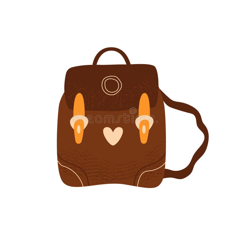 Cute Vintqge Backpack Isolated on White Background Stock Vector