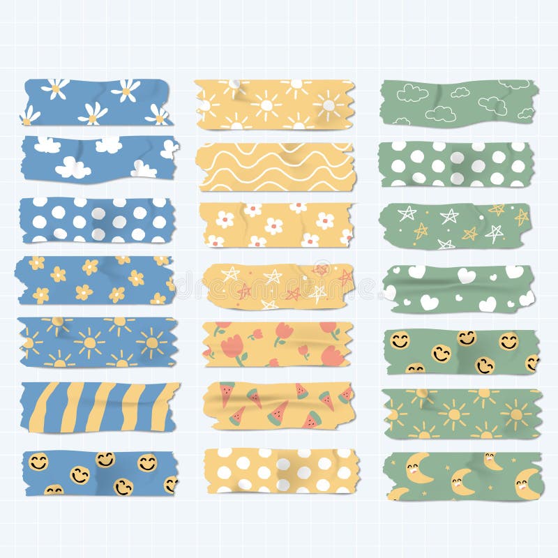 Cute Watercolor Washi Tapes Collection Stock Illustration Illustration of cute, symbol 244866284