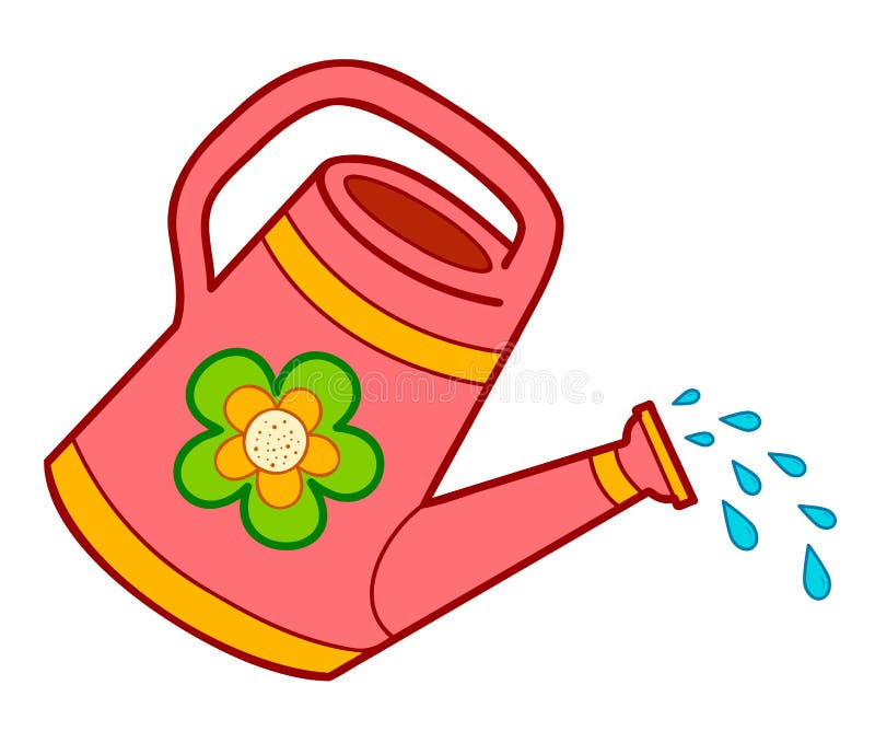 Cute Watering Can Cartoon. Watering Can Clipart Vector Illustration