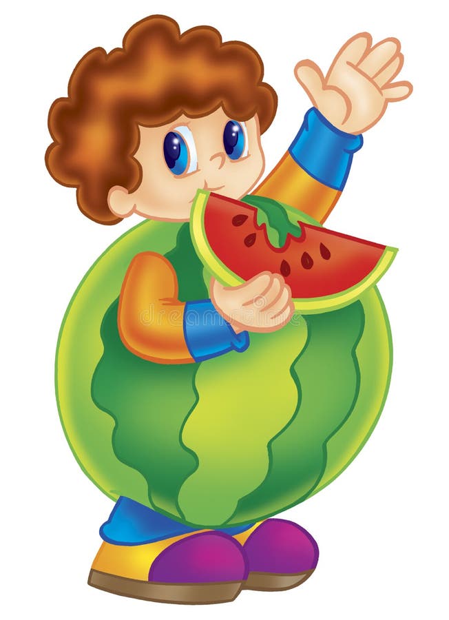 Cute watermelon boy stock vector. Illustration of food 27616469
