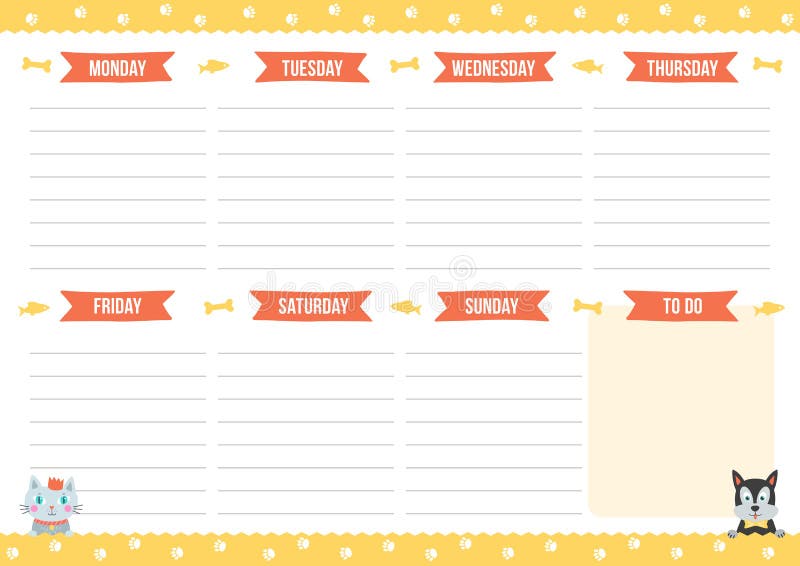 Weekly planner and to do list with cute cats Vector Image