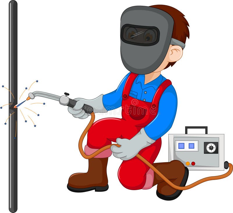 Cute Welder cartoon stock illustration. Illustration of protective