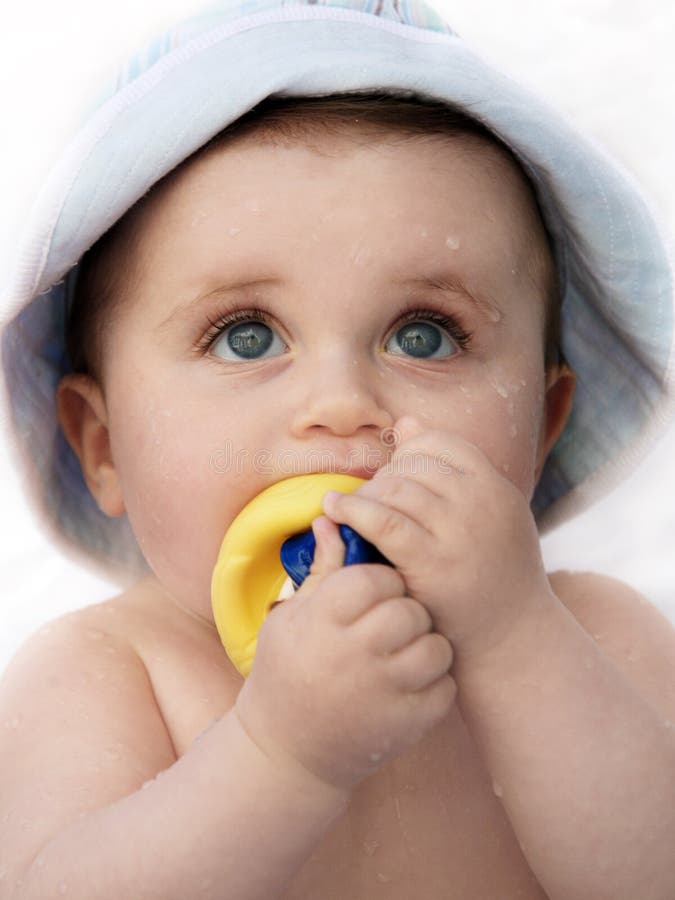 Cute wet baby stock image. Image of happy, healthy, beautiful 2125893