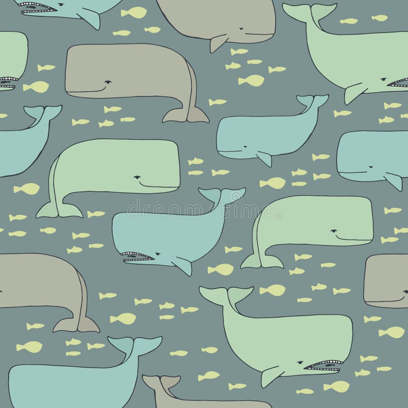 Cute whale seamless pattern stock illustration