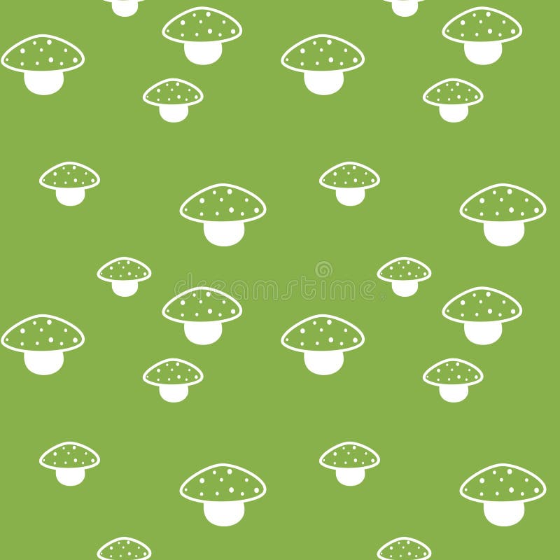 Cute White and Green Mushroom Seamless Pattern Background ...