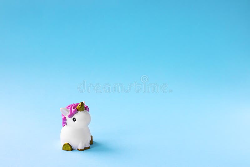 Cute White Unicorn on the Light Blue Pastel Background. Baby ...