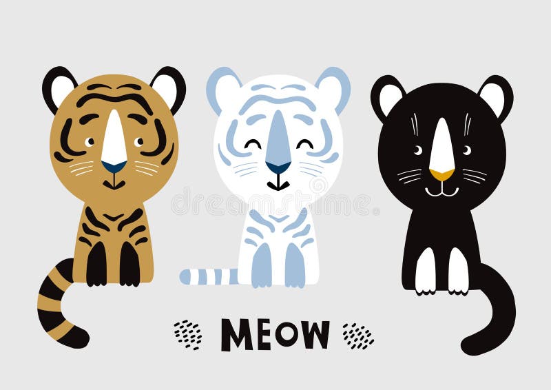 Cute Wild Cats. Cartoon Vector Illustration Stock Vector Illustration