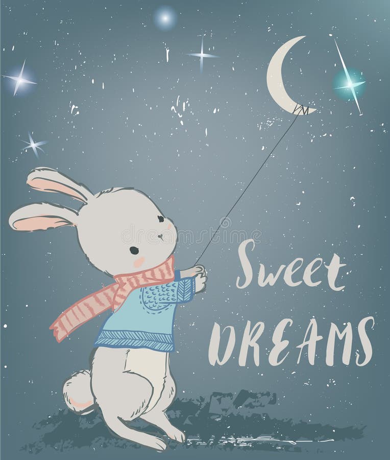 Cute winter hare royalty free illustration