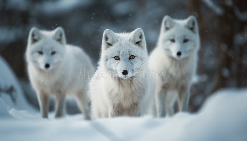 Cute Wolf Pups in Snowy Arctic Forest Generated by AI Stock Photo ...