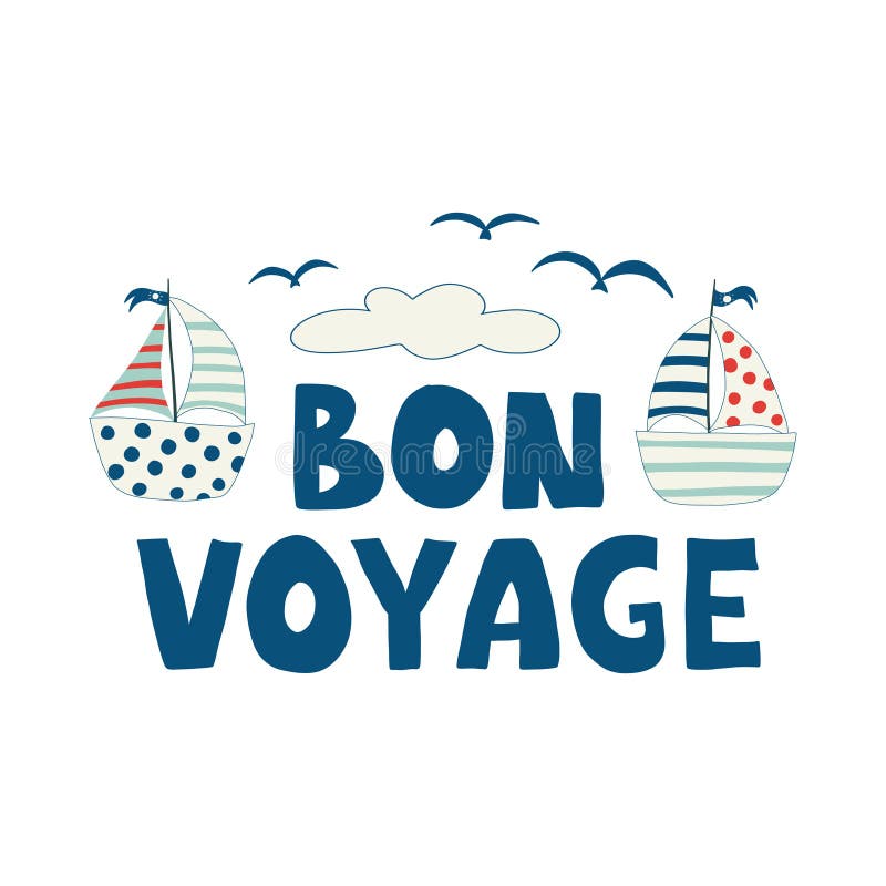 Bon Voyage Postcard, Banner, Poster with Girl in Air Balloon Stock ...