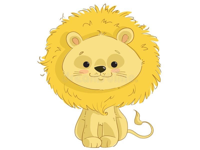 Cute Yellow Baby Lion Cartoon Vector Clipart Stock Vector - Illustration of  fauna, happiness: 164572229