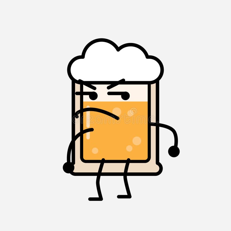 Cute Yellow Beer Mascot Vector Character in Flat Design Style Stock ...