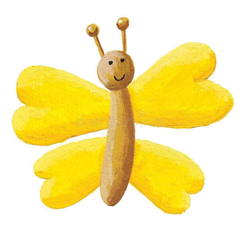Cute yellow butterfly stock illustration