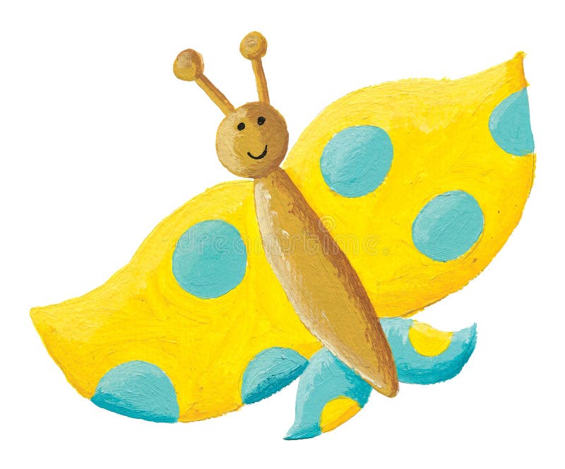 Cute yellow butterfly with blue dots royalty free illustration