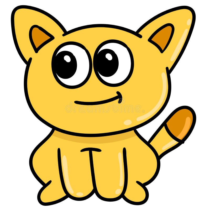 Cute Cute Yellow Kitten Doodle Kawaii. Doodle Icon Image Stock Vector ...