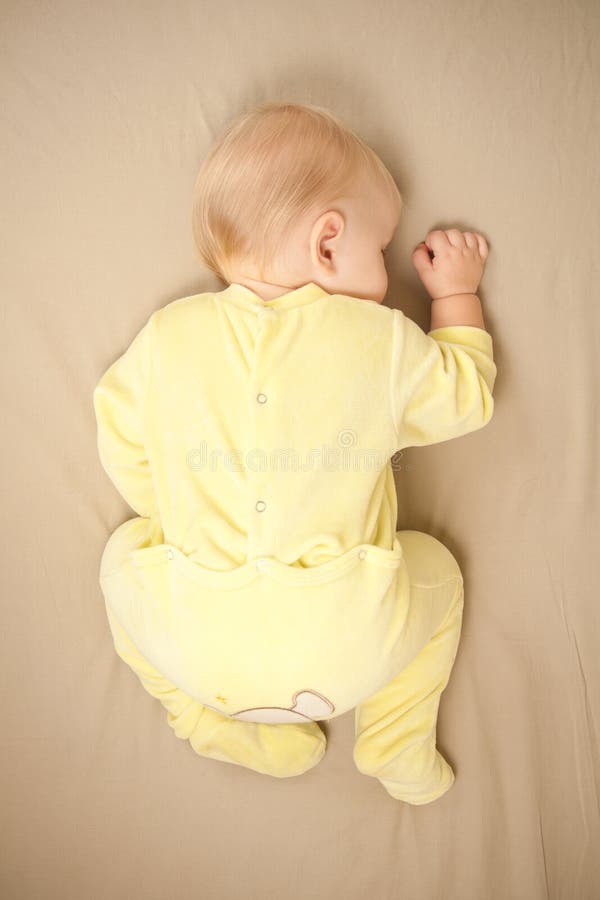 Cute Young Baby Sleep on Bed Stock Image Image of caucasian, cheerful