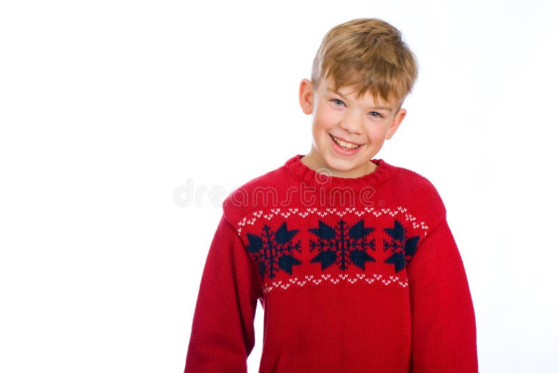 Cute Young Boy in a Christmas Sweater Stock Image Image of sweater
