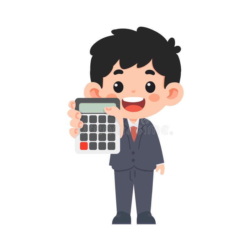 Young Businessman with Calculator cartoon stock illustration