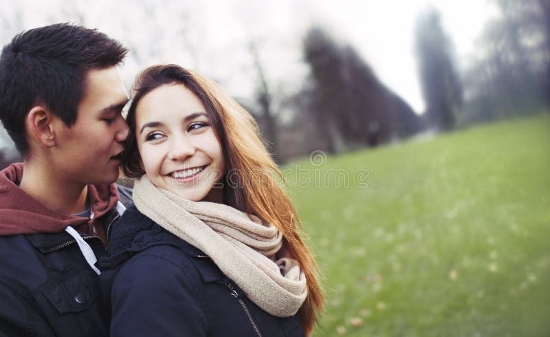 Cute Young Couple Sharing Beautiful Time On Park Stock Image Image Of