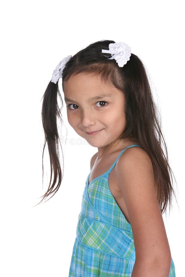 Cute young girl with long brown hair