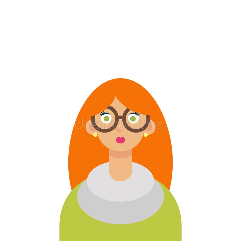 Cute Young Hipster Girl with Glasses. Vector Stock Illustration ...