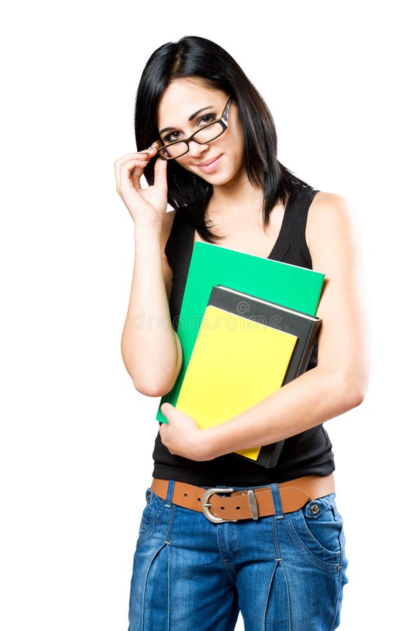 Cute young student girl. stock images