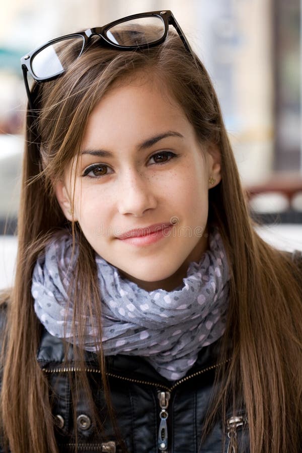 Cute young teen student girl. stock images