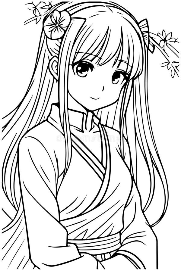 The Anime Girl Coloring Image Is In Black And White Background, Anime  Coloring Picture Background Image And Wallpaper for Free Download