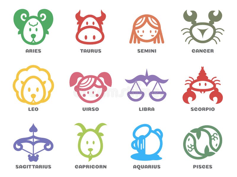 Download Cute Zodiac Horoscope Line Border Sign Icon On Circle ...