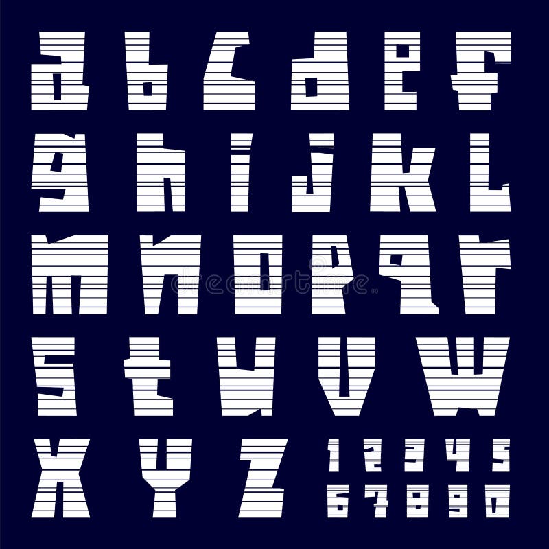 Cuted Letters and numbers sliced from paper stock illustration Cuted Letters and numbers sliced from paper stock illustration